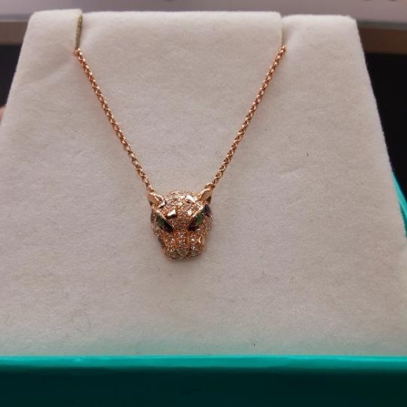 Diamond and Emerald Panther necklace - Picture 1 of 6